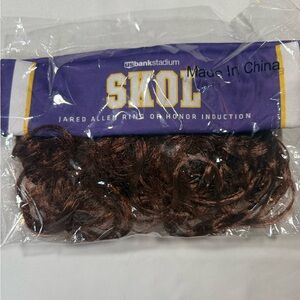 NFL SKOL Jared Allen Brown Curly Mullet headband 2022